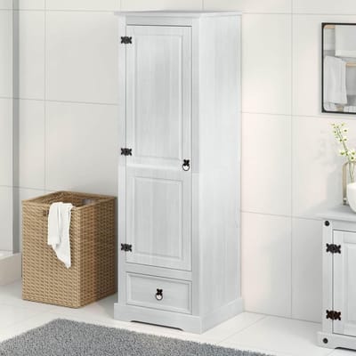 Houten Kledingkast - Garderobekast Slaapkamerkast - Kleding Opbergen - Massief Grenenhout - 55 x 50 x 170 cm - Wit