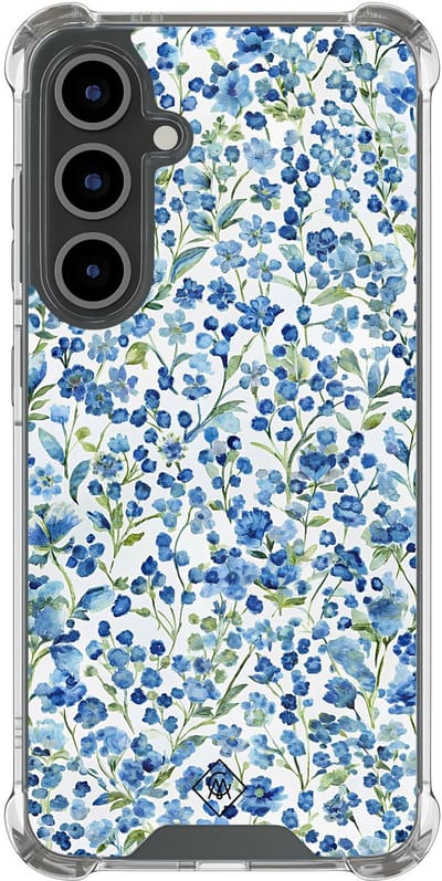 Casimoda® hoesje - Geschikt voor Samsung Galaxy S24 FE - Vintage Blue Floral - Shockproof case - Extra sterk - TPU/polycarbonaat - Blauw, Transparant