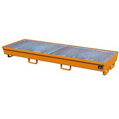 BAUER AM-4/B opvangbak, met rooster, staal, 233 l, B 2400 x D 800 x H 285 mm, oranje
