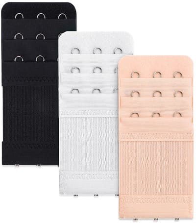 Dailygoods- BH-bandverlengers 3 stuks - Zachte rekbare beha-verlenging - Roestvrijstalen haken - Antislip - Comfortabele damesbeha-extenders - Maat 9,7 x 4,4 cm - Beha-extender