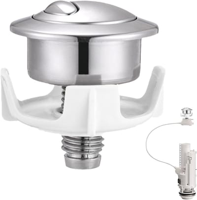 WC-knop - Reservoir onderdelen - Badkamer reparatie - Dubbele spoeling functie - 54 x 37 mm - Zilver