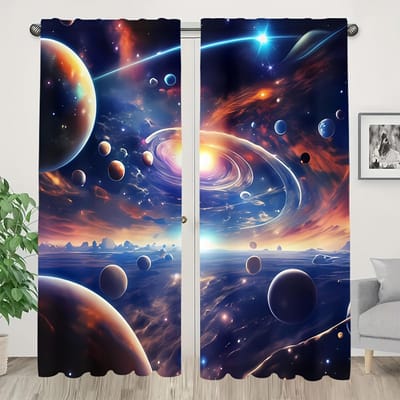 2-delige Galaxy Boom Schaduwprint Gordijnen Privacy Semi-Verduisterend Tunnelgordijnen Voor Slaapkamer Woonkamer Studiekamer Keuken - Modern 100W130H(CM)40x51in&Grommet Top