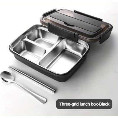 Lekvrije Roestvrijstalen Lunchbox Met 3/4 Vakken - Duurzame Gemakkelijk Schoon te Maken Bento Container Voor Studenten & Kantoorpersoneel