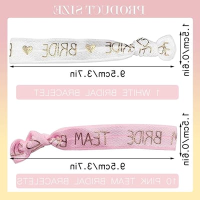 Bachelorette Party Decoratie Set met 1 Witte Bruidsarmband en 10 Roze Team Bride Bandjes voor een Onvergetelijke Vrijgezellenfeest Decoratie