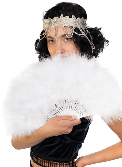 KIMU® Waaier Luxe Wit - Fan Veertjes Dons Witte - Handwaaier Vouwwaaier Opvouwbaar Verkoeling Zomer Hitte Flamenco Theater Dames Meisjes Festival