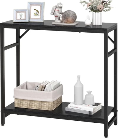 Entree Tafel - Smalle Banktafel - Ruimte Besparen - Stabiel Ontwerp - 75 cm - Zwart