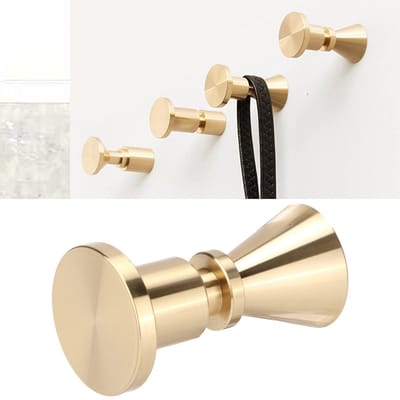 Dailygoods- Muurhaken Messing - Handdoekhaak - Kapstokhaak - Robe Hanger - Woondecoratie - Duurzaam ontwerp met schroeven
