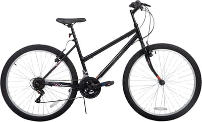 Dames mountainbike 61–66 cm – Voor volwassenen voor woon- en sportief gebruik op trail en weg – Met 18 versnellingen en hardtail ontwerp – Zwart aluminium frame