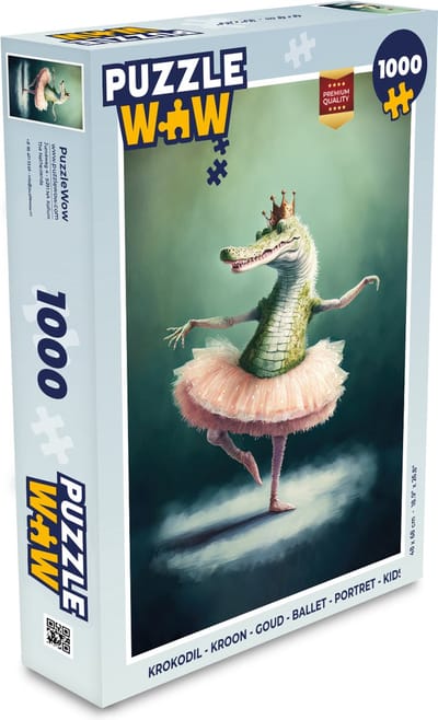 Puzzel Krokodil - Kroon - Goud - Ballet - Portret - Kids - Legpuzzel - Puzzel 1000 stukjes volwassenen