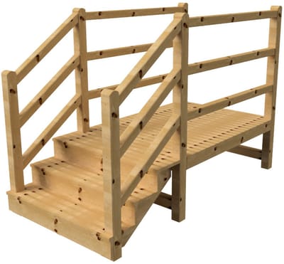 MILANO buitentrap 3 gesloten treden H54 cm - bordes L189 x B120 cm - trapleuning links en rechts - bordesleuning links en rechts