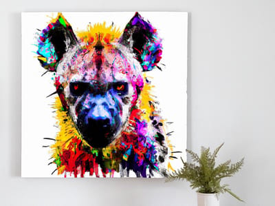 Colorful hyena burst | Colorful Hyena Burst | Kunst - 80x80 centimeter op Dibond | Foto op Dibond