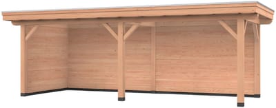 Douglas overkapping, 750 x 300, met achterwand en zijwand, Westwood Vrijbuiter Basic