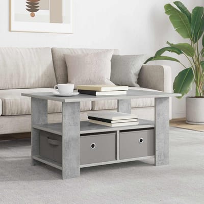 vidaXL - Salontafel - Beton - Grijs - 77 - x - 55 - x - 42 - cm - Bewerkt - hout