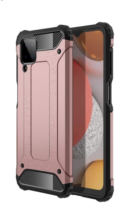 Hoesje Geschikt voor: Samsung Galaxy A12 Armor Hybrid - Rose Goud