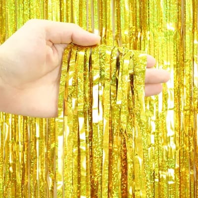 Gouden Glittergordijn - Holografisch Goud - 1x2m - Verjaardag Versiering & Decoratie - Deurgordijn Backdrop - 18, 30, 40, 50, 60 Jaar Feest - Fotografie Achtergrond