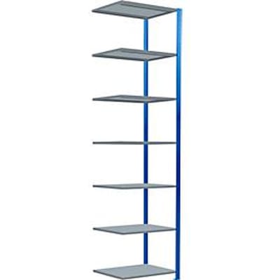 Schulte Lagertechnik Schroefloos rekkensysteem MultiPlus250, 7 legborden, dwarsverbindingen, B 750 x D 600 x H 3000 mm, gentiaanblauw RAL 5010