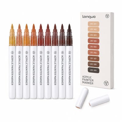 Acrylmarkers - 9 kleuren in gebruinde huidtinten - Directe inkttoevoer - Voor journals en tekenwerk - Basisverpakking
