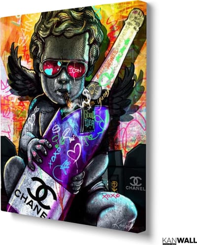 Luxe Canvas Schilderij Chanel Angel | 40x60 | Woonkamer | Slaapkamer | Kantoor | Muziek | Design | Art | Modern | ** 4CM DIK! 3D EFFECT**