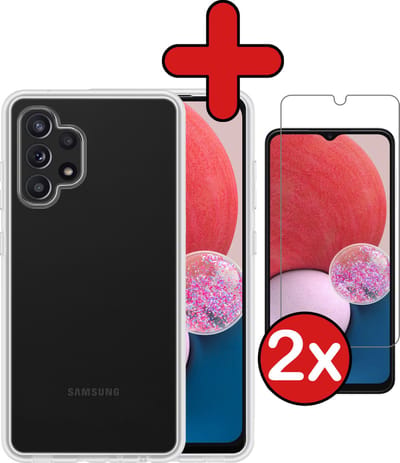 Hoesje - Met 2x Screenprotector - Geschikt voor Samsung Galaxy A13 4G - Sterk & Shockproof - Telefoon Hoes - Back Cover - Siliconen Case - Telefoonhoes - Transparant
