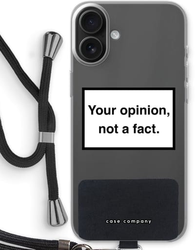 Case Company® - Hoesje met koord geschikt voor iPhone 16 Plus hoesje met Koord - Your opinion - Telefoonhoesje met Zwart Koord - Bescherming aan alle Kanten en Over de Schermrand