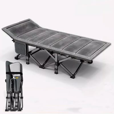 Opvouwbaar Bed - Vouwbed Kamperen - Extra Slaapplek Creëren - Met Afneembare Mat - 191 x 71 cm - Grijs