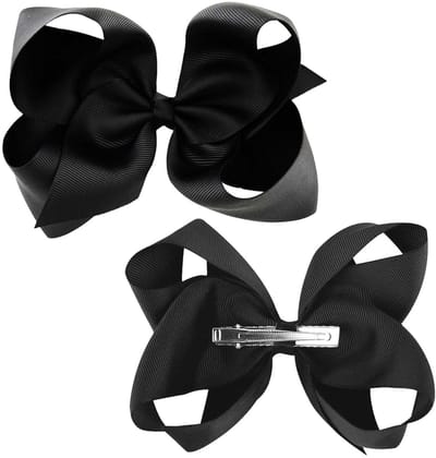 Allecto - Haarspeldjes met Strik - Lint Strik Haaraccessoires - Perfect voor Paardenstaarten - Zwart - Meisjes en Vrouwen - 2 Stuks