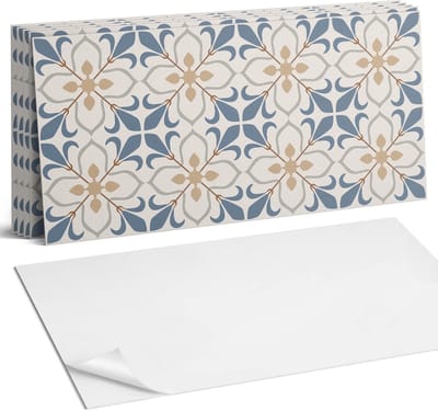 Coloray Plaktegels - Bloemenpatroon met bladeren Wandtegel Zelfklevend - 60 cm x 30 cm - Beige Plaktegels - 6 stuks - Rechthoek PVC Tegels - Plaktegels Keuken - Zelfklevende Vloertegels Badkamer - Vinyl Tegels - Zelfklevende Wandtegels
