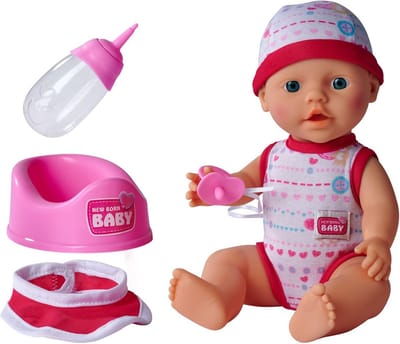 Levensechte Babypop met Drink- en Plasfunctie, Roze Outfit, 30 cm