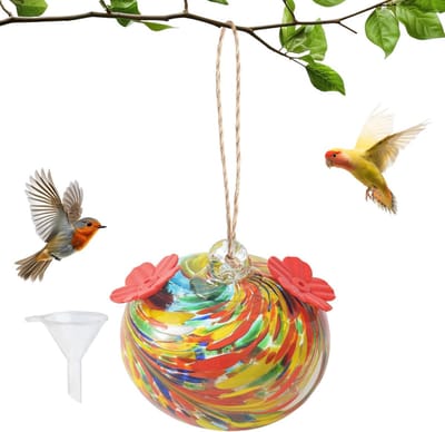 Vogelvoederbak Glas - Hangende Vogelvoeder Voor Wilde Vogels met Kleurrijk Mozaïek Design - Decoratieve Vogelvoerhouder voor Tuin Balkon en Terras - Tuindecoratie Cadeau