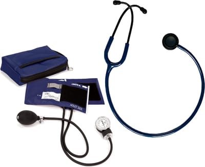 Set Bloeddrukmeter met Stethoscoop Blauw - Bovenarm - Handmatig - Stethoscoop Medisch - MDR Gecertificeerd