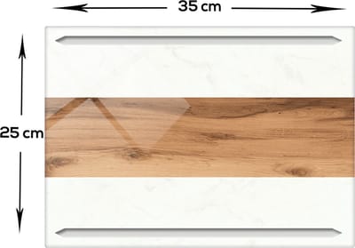 Houten Strook Patroon Tempered GlasSnijplank 35cm x 25cm -Met Sapgroef- Gepatenteerd Product