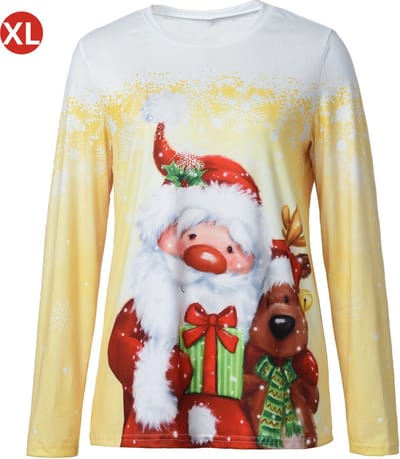 Bovista Kersttrui - Dames - Foute Kersttrui - Christmas Sweater - Kerst Sweater - Christmas Jumper - Pyjama - Geel - Maat XL