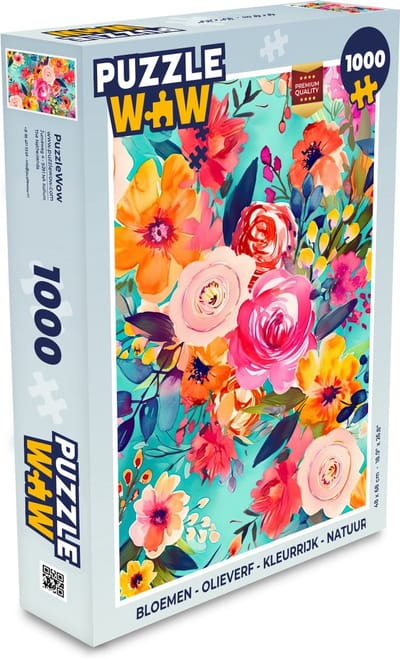 Puzzel Bloemen - Olieverf - Kleurrijk - Natuur - Legpuzzel - Puzzel 1000 stukjes volwassenen