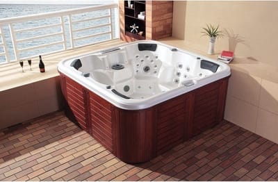 Aquila Outdoor Spa - 5 Persoons - 208x208 cm - 91 jets - Wit/rood - Incl. levering en plaatsing