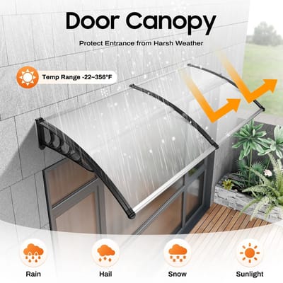Dailygoods 200x90cm Transparante Deur Luifel Outdoor Zonnescherm Wandmontage Balkon Raam Luifel Regenhoes Weerbestendig