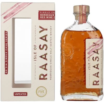 Eiland Raasay Isle of RAASAY 5 Years Old Bordeaux Red Wine Cask Single Malt 60,3% Vol. 0,7l in geschenkverpakking