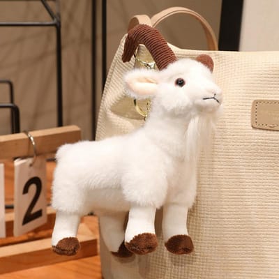 Realistische Geiten Pluche Speelgoed Tas Hanger Levensgetrouwe Simulatie Berg Opgezadeld Dier Pop Zacht Pluizig Ram Pluche Verjaardagscadeau 15-30CM