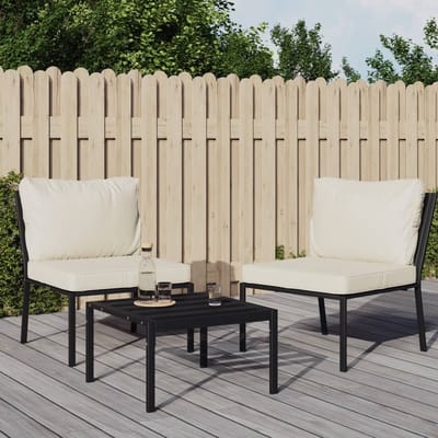 vidaXL - Tuinstoelen - met - zandkleurige - kussens - 2 - st - 60x74x79 - cm - staal