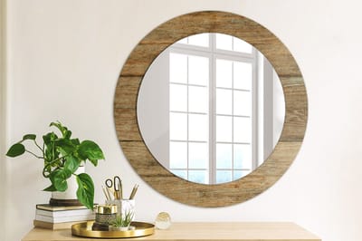 Coloray Bedrukte Spiegel - Oud hout Spiegel Met Print - 60 cm - Bruin Bedrukte Spiegel - Spiegel Met Print - Wandspiegel Met Print - Wandspiegel Decoratieve Print