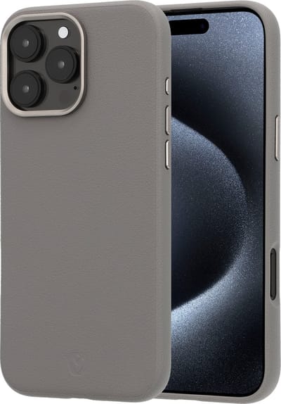 Valenta - Backcover iPhone 16 Pro Max - Magsafe Hoesje Grijs - Eco Leer - Style