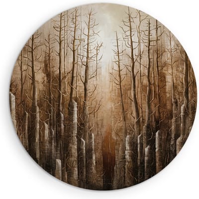 Saammp Muurcirkel Hout - Vintage - Abstract bos - Landschap - Natuur - Ø 90 - Wandcirkel - Wanddecoratie Cirkel - Muurdecoratie Woonkamer - Slaapkamer decoratie - Rond Schilderij