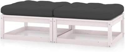 Tuinvoetensteun met kussens - Voetenbankje Terras - Buiten Ontspannen - Modulair Ontwerp - 74 x 54 x 203 cm - Wit