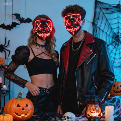 Griezelig LED Halloween Masker met 4 Verlichtingsmodi - Upgrade voor 2025