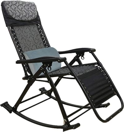 Schommelstoel Lounger - Relaxstoel Ligstoel - Buiten Ontspannen - Ergonomisch Ontwerp - 200 kg Capaciteit - Zwart