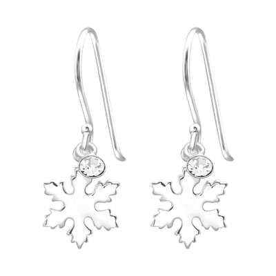 Zilver oorhangers sneeuwvlok met kristal | zilveren oorbellen dames | kerst oorbellen | zilverana | Sterling 925 Silver