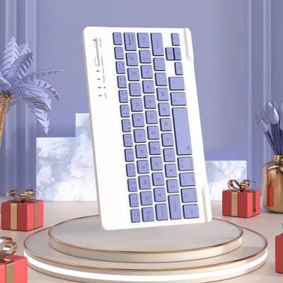 Premium Draadloos Toetsenbord Met Muis - QWERTY - Ergonomisch - Geschikt Voor Tablet, Ipad, Telefoon, Laptop - Kleur PAARS - BLAUW