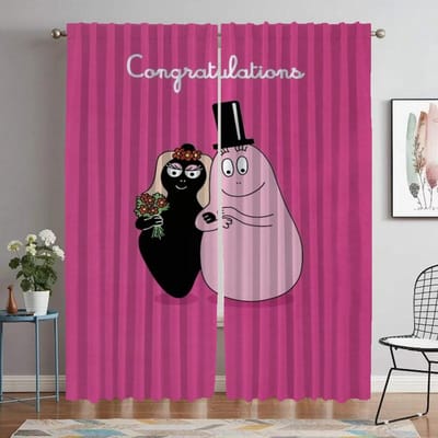 Rideaux Anti-moustiques pour Appareil Photo Les Barbapapa Rideaux d'Intérieur Domestique 2 Panneaux Espace Salon Rideau Séparateur Voile pour Chambre à Coucher W60xH90cmx2pcs-CL