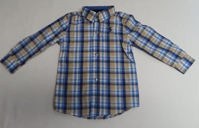 Overhemd - Jongens - Blauw , beige , wit - 2 jaar 92