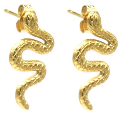 Oorbellen - oorstekers - 2,5cm - RVS - roestvrij staal - goudkleurig - slang - dieren - sieraad - accessoire - cadeau - geschenk - feest - feestdagen