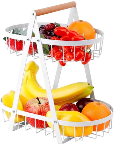 Unyqoos ® Fraaie Fruitschaal Met Twee Lagen Voor Efficiënte Opslag In De Keuken